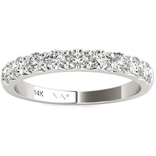 Vaarya 14K White Gold Diamond Wedding Band (1/2 Ct tw, AGS Certified GH+/SI2-I1+)
