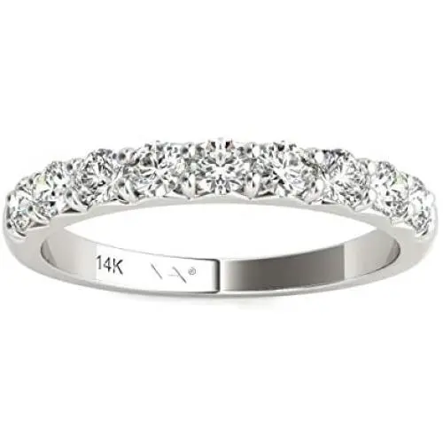 Vaarya 14K White Gold Diamond Wedding Band (1/2 Ct tw, AGS Certified GH+/SI2-I1+)