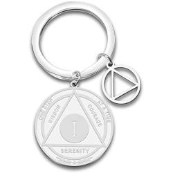 WUSUANED 1 2 3 Years Recovery AA Symbol Keychain Sobriety Keychain Addiction Recovery Gift Alcoholics Anonymous Sobriety Gift
