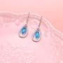 White/Blue Teardrop Earrings Threader Earrings 925 Sterling Silver Droplet Jewelry Drop Dangle Long Charm Earrings for Women Girls Birthday Gifts