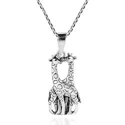 AeraVida Giraffe Couple in Love .925 Sterling Silver Pendant Necklace