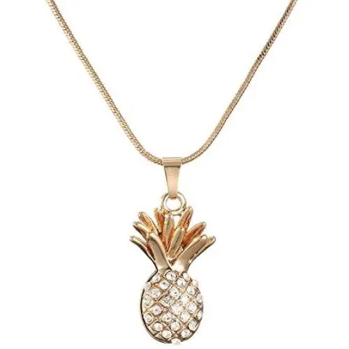 Ouran Long Necklace for Women,Pineapple Pendant Necklace Rose Gold or Silver Chain Necklace with CZ Crystal Ouran Long Necklace for Women,Pineapple Pendant Necklace Rose Gold or Silver Chain Necklace with CZ Crystal