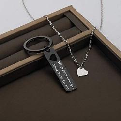 ENSIANTH Boyfriend Gift Wherever You Go Come Back to Me Keychain Moving Away Gift Couples Jewelry College Graduation Gift