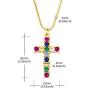 OUCHUANG Colorful Cross Pendant Necklaces for Women Crystal Gold Plated Cubic Zirconia Jewelry Gifts