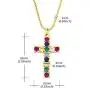 OUCHUANG Colorful Cross Pendant Necklaces for Women Crystal Gold Plated Cubic Zirconia Jewelry Gifts