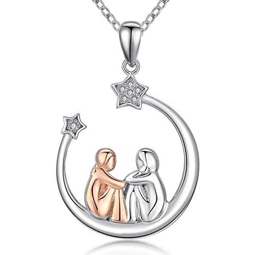 Sister Necklace S925 Sterling Silver Moon Star Pendant Necklace Friendship Best Friends Jewelry Gifts for Women