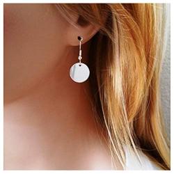 TseanYi Coin Disc Dangle Earrings Silver Round Drop Disk Earrings Personlize Trendy Earrings Jewelry for Women and Girls (Silver)