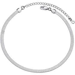 PROSTEEL Herringbone Choker Necklace for Women, Stainless Steel/Sterling Silver Chain in Silver/Yellow Gold/Rose Gold/Black Tone, 12/15/18 inch with 3.5 inch Extenders, Come Gift Box