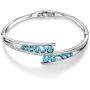 Menton Ezil Love Encounter Crystals Bangle Bracelets White Gold Plated Adjustable Hinged Jewelry