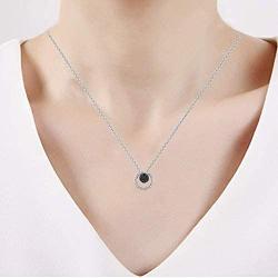 Jewelili Sterling silver 1/4 cttw white and black round diamond pendant necklace, 18'' rope chain