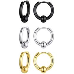 Statement Earrings for Men Women, Punk Jewelry, Black/Gold Plated Stainless Steel, Hypoallergenic for Sensitive Ears, Come Gift Box