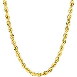 Gold Rope Chain 5mm, 20x More Real 24K, Diamond Cut For Men & Women Premium Fashion Jewelry Necklaces Over Semi Precious Bronze, Classic, 16-30 Inches USA made!