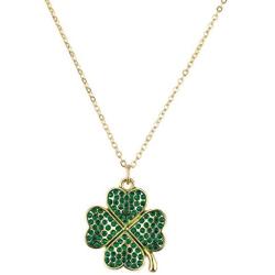 Lux Accessories Silvertone Bling Four Leaf Clover Pendant Necklace
