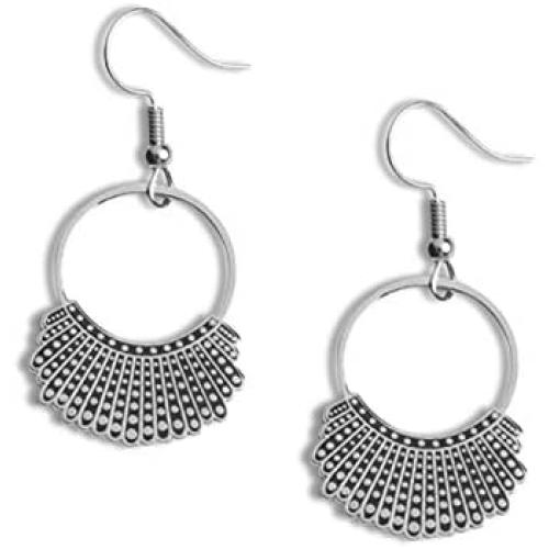 Al&Tiffy RBG Dissent Collar Earrings for Women and Girls,small silver Dangle Drop Earrings with Charms for Fans of RBG,Unique hypoallergenic ruth bader ginsburgDangling Gifts and Jewelry(Silver)
