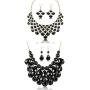 LOYALLOOK Fashion Bib Chunky Necklace Floating Bubble Collar Necklaces Teardrop Earring Necklace Vintage Statement Jewelry Set,4 Set