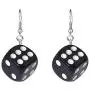 HUJUON Personality 3D Dice Dangle Earrings for Women Punk Resin Black White Cube Dice Drop Earrings Funny Geometric Girls Party Jewelry