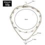 Double-layer Beads Chain Square Necklace Pendant Punk Safety Pins Chain Choker for Women Girls Exaggerated Hip Pop Jewelry