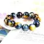14mm Natural Gold Yellow Blue Tiger Eye Gemstone Crystal Round Bead Bracelet AAAA 14mm Natural Gold Yellow Blue Tiger Eye Gemstone Crystal Round Bead Bracelet AAAA