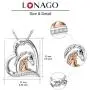 LONAGO 925 Sterling Silver Lucky Double Horse Necklace I Love You Forever Love Heart Pendant Jewelry Gift for Women Mom LONAGO 925 Sterling Silver Lucky Double Horse Necklace I Love You Forever Love Heart Pendant Jewelry Gift for Women Mom