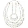 Finrezio Womens Faux Three Multi-Strand Pearl Necklace Long Pearl Dangle Earrings and Bracelet Jewelry Set for Women Finrezio Womens Faux Three Multi-Strand Pearl Necklace Long Pearl Dangle Earrings and Bracelet Jewelry Set for Women