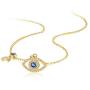 Kaletine Evil Eye Horseshoe Pendant Necklace Sterling Silver 925 Cubic Zirconia Cable Chain 16in+2in for Women