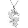 Legendary Chinese Dragon Simulated Black Onyx Inlay .925 Sterling Silver Pendant Necklace
