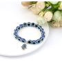 Caiyao Lucky Turkish Blue Eye Bead Leather Cord Pendant Necklace Bracelet Jewelry Set Handmade Evil Eye Hamsa Hand of Fatima Amulet Bracelet for Men Women Boy Girl Good Luck Protection Accessory