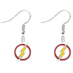 WSNANG Superhero Round Flash Lightning Earrings Dc Comics The Flash Superhero Jewelry Flash Fans Gift for Her