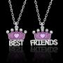 2 Pcs/Set Enamel Rainbow Cloud Purple Crown Pendant Necklace Sets BFF Friendship Jewelry Gifts for Kids