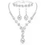 LOYALLOOK Bridal Rhinestone Teardrop Statement Necklace Bracelets and Dangle Earrings Jewerry Sets for Proms Weddings