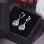 CiNily Opal Jewelry Sets for Women Girls 18K White Gold Plated Heart or Tree Shape Pandant Necklace Stud Earrings Ajustable Opal Bracelet Jewelry