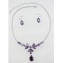 Faship Gorgeous Cubic Zirconia CZ Crystal Floral Necklace Earrings Set