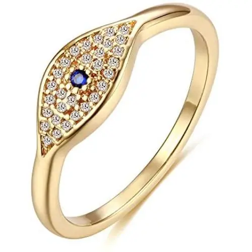 VACRONA Dainty Gold Evil Eye Ring 14K Gold Plated Simulated Sapphire Ring White CZ Micro Pave Ring Stackable Eternity Ring Protection Ring Gift for Her VACRONA Dainty Gold Evil Eye Ring 14K Gold Plated Simulated Sapphire Ring White CZ Micro Pave Ring Stackable Eternity Ring Protection Ring Gift for Her