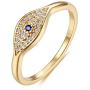 VACRONA Dainty Gold Evil Eye Ring 14K Gold Plated Simulated Sapphire Ring White CZ Micro Pave Ring Stackable Eternity Ring Protection Ring Gift for Her
