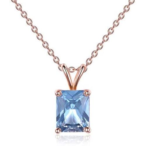 TOUPOP Birthday Gifts for Women s925 Sterling Silver Rose Gold Plated Choker Necklace with Square Cut Birthstone Gifts for Women Girls Birthday Mom