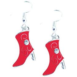 Enamel Dangle Western Rhinestone Cowboy Boot Earrings by Pashal