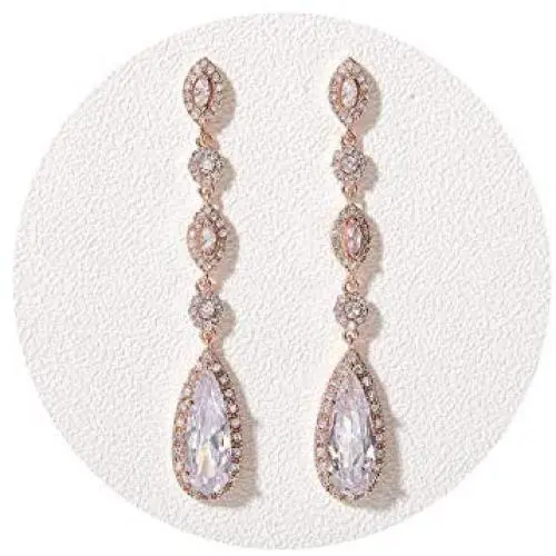 SWEETV Long Pear-Shaped Wedding Birdal Earrings for Brides, Bridesmaids, Crystal Chandelier Dangle Drop Earrings for Women Prom SWEETV Long Pear-Shaped Wedding Birdal Earrings for Brides, Bridesmaids, Crystal Chandelier Dangle Drop Earrings for Women Prom