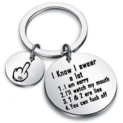 ENSIANTH Funny Sarcastic Gift I Know I Swear A lot I Am Very Sorry Ill Try to Be Good Keychain Rude Gift Best Friend Birthday Gift