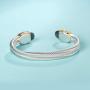 UNY Designer Inspired Jewelry Double Cable Wire Facet CZ Antique Bangle Elegant Beautiful