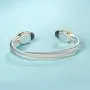 UNY Designer Inspired Jewelry Double Cable Wire Facet CZ Antique Bangle Elegant Beautiful