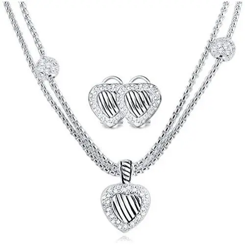 UNY Designer Inspired Classic Elegant Cable Wire Heart Women Jewelry Sets Short Necklace 40cm and Earring UNY Designer Inspired Classic Elegant Cable Wire Heart Women Jewelry Sets Short Necklace 40cm and Earring