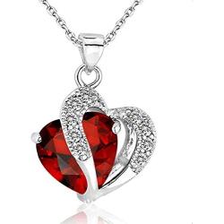 ORANGELOVE 18K White Gold Plated Crystal Heart Pendent Necklace for Women Wedding Enagement Jewelry Gifts