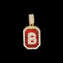 HH Bling Empire Hip Hop Iced Out Gold Ruby Letter Pendant Chains for Men Women with Diamond Tennis in Initials A to Z