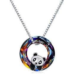 925 Sterling Silver Panda with Crystal Pendant Necklace Birthday Gifts for Women Daughter