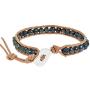 AeraVida Cultured Freshwater Black Pearl Nude Leather Bracelet