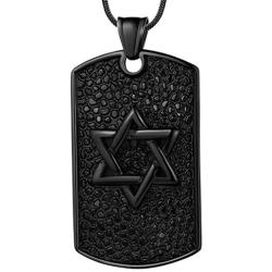 Star of Magen David Necklace Mens 316L Stainless Steel Jewish Israel Hebrew Judaic Pendant Seal of Solomon Talisman Tantrism Hexagram Estrella de David/Ancient Amulet Islam Jewelry