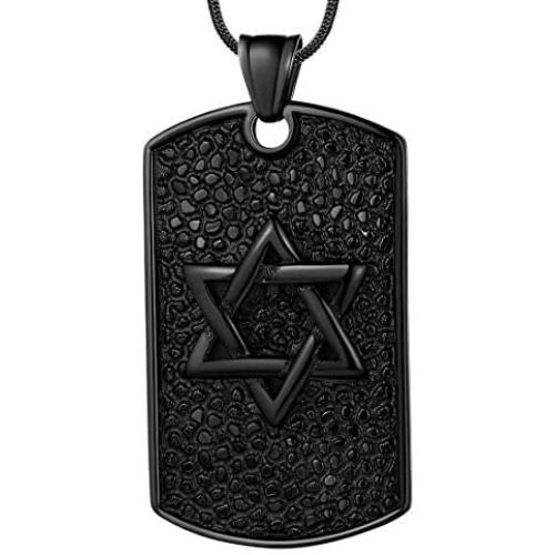 Star of Magen David Necklace Mens 316L Stainless Steel Jewish Israel Hebrew Judaic Pendant Seal of Solomon Talisman Tantrism Hexagram Estrella de David/Ancient Amulet Islam Jewelry