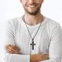 YL Mens Cross Necklace 316L Stainless Steel Bigger Jesus Christ Pendant White/Gold/Black Rolo Chain Jewelry