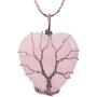 SUNYIK Natural Gemstone Tree of Life Pendant Necklace for Women, Handmade Copper Wire Wrapped Heart Love Healing Reiki Crystal Jewelry