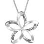 Sterling Silver 19mm Open Plumeria Pendant Necklace, 16+2'' Extender